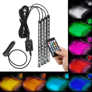 Auto LED RGB Atmosphere Strip Light 24/36/48 LED Wireless Remote Voice Control - Picture 1 of 18
