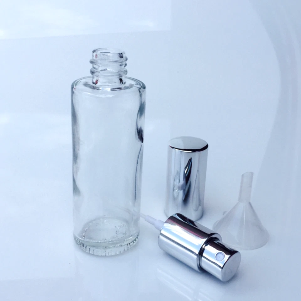 Parfum Flakon-Flasche -GLAS- NEU leer 50 ml + Trichter-nachfüllbar-SILBER-501S - Bild 1 von 1