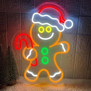 Gingerbread Man Neon Sign for Christmas Decor for Wall Decor LED New Year Neon - Picture 1 of 6