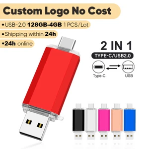 128GB USB-C Flash Drive Free Custom Logo Metal Case Portable USB 2.0 Thumb Drive - Picture 1 of 17