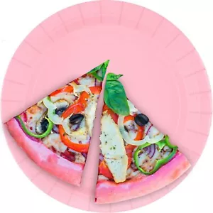 25 Pack 9-Inch Classic Pink Paper Plates - Perfect for Appetizers Lunch or Di... - Picture 1 of 6