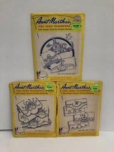 Lote de 3 transferencias de hierro caliente de tía Martha #3268, #3339 y #3506 diseños de almohada - Imagen 1 de 5