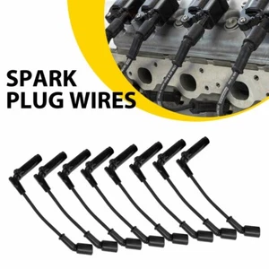 Spark 8pcs Plug Ignition Wire Black Set For Cadillac Escalade 2002-05 5.3L 6.0L - Picture 1 of 14