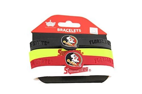 NCAA Unisex-Adult Florida State Seminoles Silicone Bracelets, 4-Pack, 1/2" Wi Cover