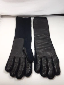 Vintage B ALTMAN NEW YORK FIFTH AVE. Knit And Leather Black Gloves Women Small  - Picture 1 of 7