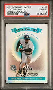1997 DONRUSS LIMITED EXPOSITION STAR FACTOR #127 GARY SHEFFIELD/40 PSA 8 POP 2 NO↑ - Foto 1 di 2