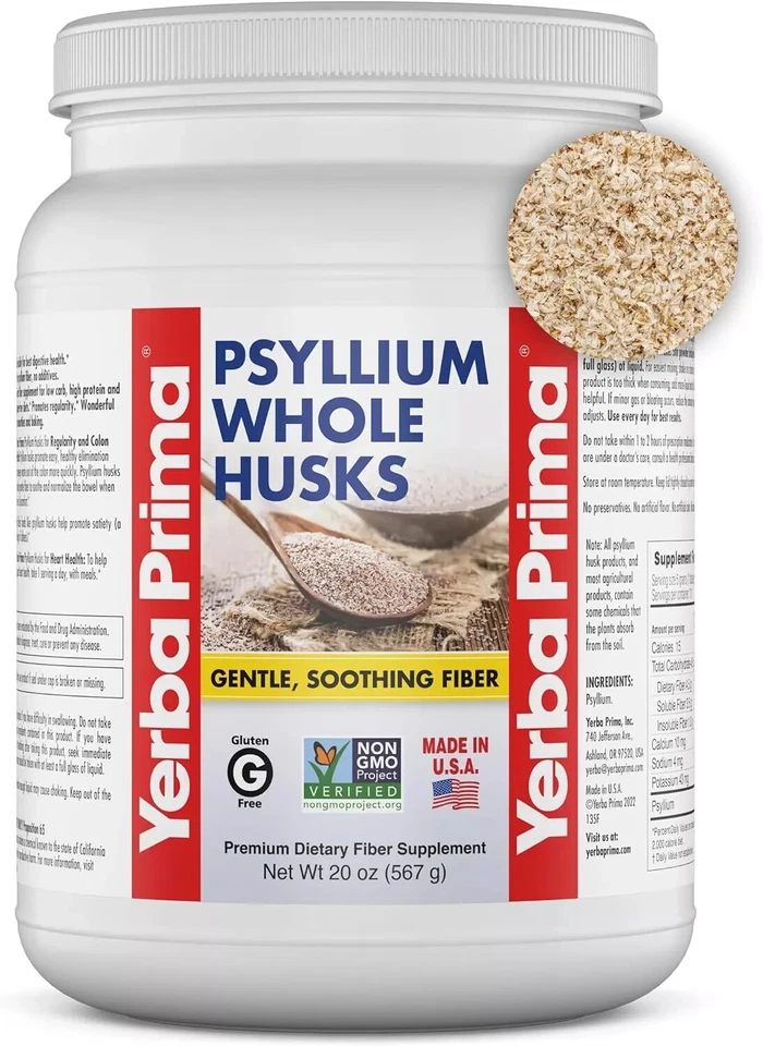 Yerba Prima Psyllium cáscaras enteras fibra limpieza de colon salud intestinal 20 oz caducidad 27/08 Foto 1 de 4