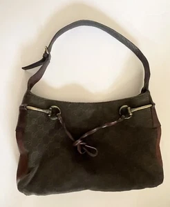 echt Gucci GG Monogramm Canvas & Leder Horsebit Schultertasche klassisch braun - Bild 1 von 19