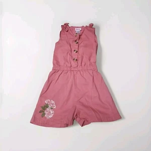 LITTLE LASS Girls Pink 1 Piece Shorts Jumpsuit Romper Size 6x Embroidered Flower - Picture 1 of 7