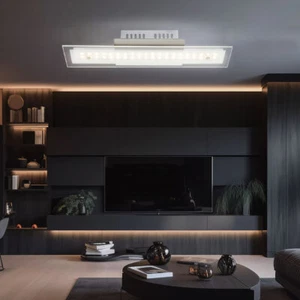 Plafoniera Lampada Sala Pranzo Vetro LED Lampadario Camera Letto Cromo - Foto 1 di 8