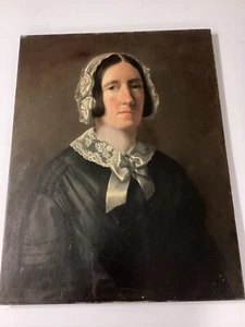 Antik 19. Jahrhundert Portrait Frau Massivholzplatte 24 3/4"x 19" - Bild 1 von 15