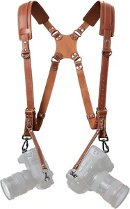 Camera Strap Accessories for Two-Cameras – Dual Shoulder Leather Harness – Multi - Picture 1 of 4