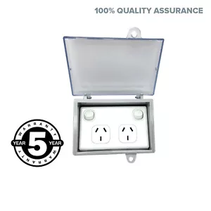 Punto de alimentación de doble polo resistente a la intemperie + cerradura de cerradura de agua tapa transparente exterior - Imagen 1 de 9