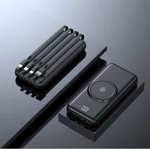 Wireless Charger and MagSafe 10000mAh Large Capacity Built-in Cables (BLACK) 5=1 - Picture 1 of 11