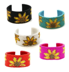 Sonnenblumenkerne Perlen Manschettenarmbänder (verschiedene Farben) - Bild 1 von 11