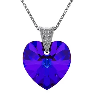 LOT Pendentif Coeur en ARGENT et Cristal Swarovski® + Chaîne en Argent rhodié - Imagen 1 de 4