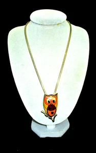 UNUSUAL VINTAGE 1960'S ENAMELED - E.P. GOLD OWL PENDANT BY EISENBERG - CHICAGO - Picture 1 of 5