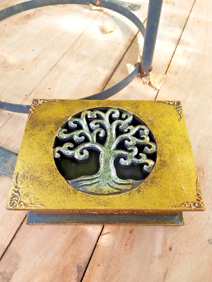 TREE OF LIFE JEWELLERY / TRINKET BOX - GOLD/SILVER ANTIQUE FINISH - Image 1 of 4