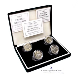 2002 Silver Proof Frosted Finish £1 Coin Set Royal Mint COA - Picture 1 of 2
