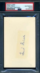 Ford Frick PSA DNA Coa Signed 3x5 Index Card Autograph