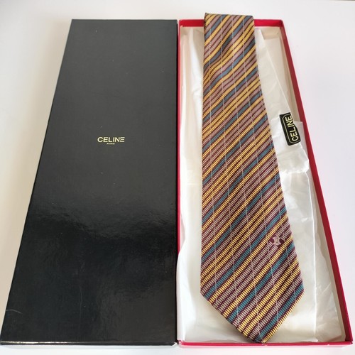 CELINE cravatta uomo seta originale usata cravatta abito classico lusso multicolore A125