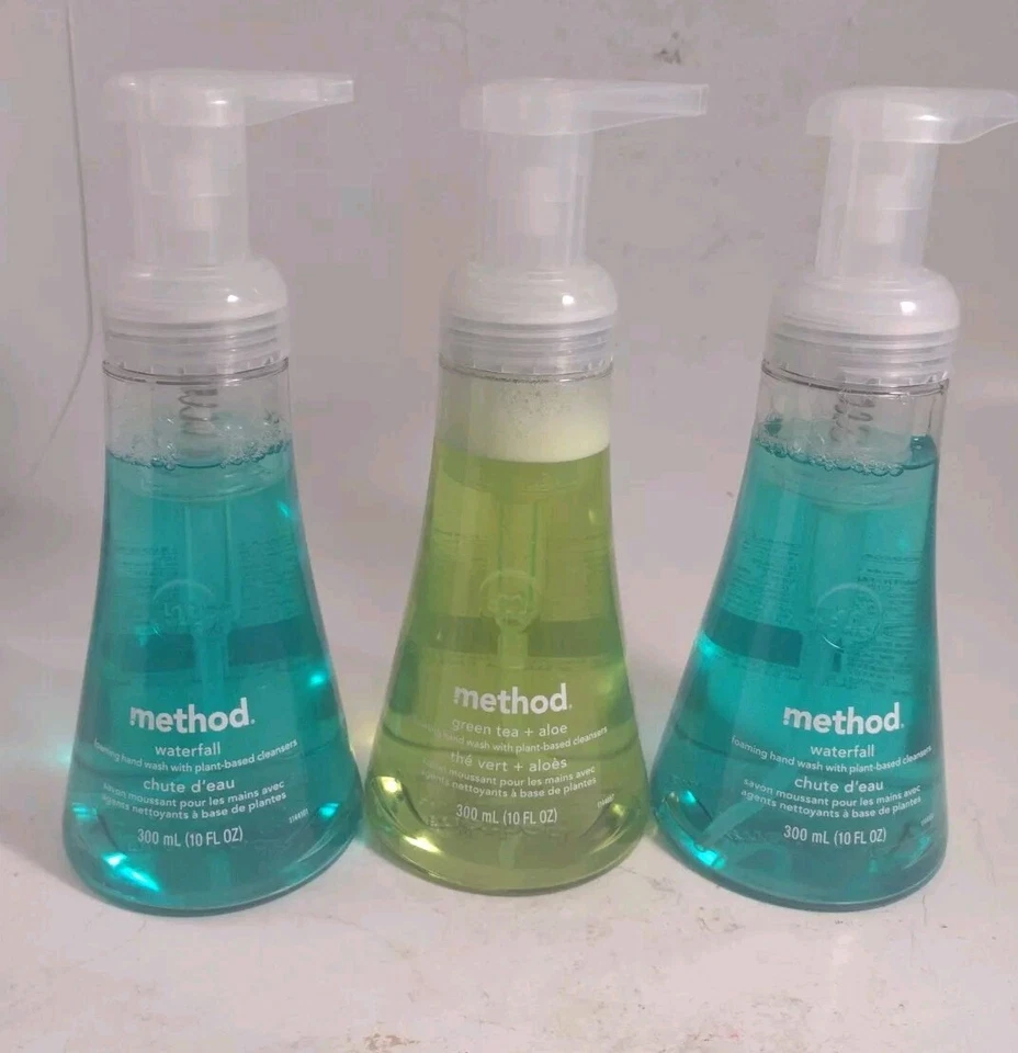 Método espuma lavado a mano té verde y aloe y 2 cascadas bomba lavado a mano botella 3 P Foto 1 de 4