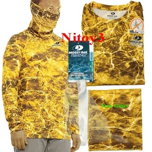 MOSSY OAK Long Sleeve Fishing Shirt w/Neck Gaiter-Repel Insect Men Large - Picture 1 of 1