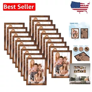 Set of 18 Rustic Brown 5x7 Picture Frames for Elegant Wall and Tabletop Display - Picture 1 of 9