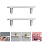 Miniature Wooden Wall Shelf Set - 1:12 Scale White Storage Rack (2pcs)