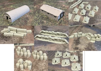 WARFAYRE WW2 Modern Ammo Crates Pup, Bell, Command, Tents, Oil Drums, Rifle Crates 20mm