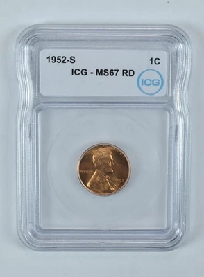 1952-S Lincoln Wheat Cent MS67 RD ICG - Image 1 of 4