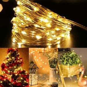 Battery Operated LED Fairy Lights 2M 3M 5M 10M Xmas String Lights Party Wedding - Picture 1 of 18