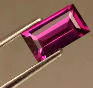 Natural Certified Purple Rhodolite Garnet 11.85 Ct Baguette Cut Loose Gemstone - Picture 1 of 5