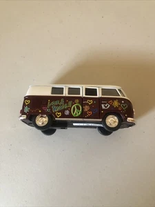 5" Kinsmart 1962 Volkswagen Classical Bus w/Decal 1:32 Diecast Love Peace MAROON - Picture 1 of 6