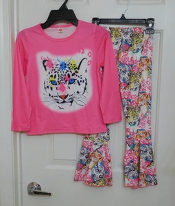 NEW 2pc Boutique Paint Splatter Leopard Top & Print Pants Set sz 120 6 or 130 7 - Picture 1 of 1