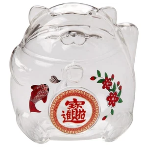  Fortune Cat Piggy Bank Glass Saving Money Box Kids Money Bank Children Birthday - Picture 1 of 12
