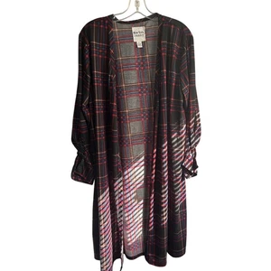 New York Laundry Women's Flannel Kimono Black Open Cardigan Sz XL Casual - Picture 1 of 3