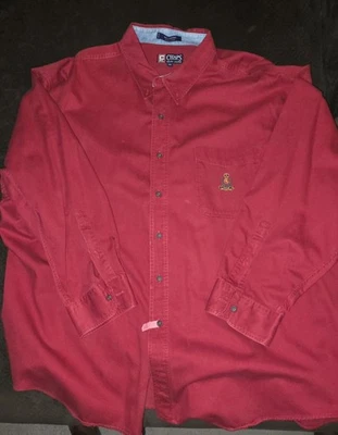 Chaps Button Shirt Mens 3XB Deep Red Long Sleeve  - Image 1 of 4