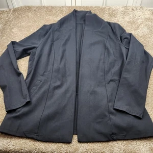 Jockey Ponte Knit Open Front Career Blazer Jacket Business Casual Black Medium - Picture 1 of 8