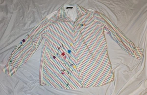 Coogi Men's Floral Colorful Striped Long Sleeve Shirt Size XXL - Picture 1 of 7