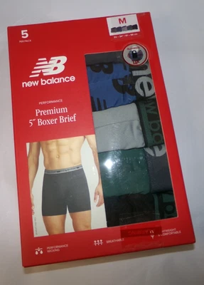 NUEVO EN PAQUETE ROPA INTERIOR BOXER NEW BALANCE BOXER 5" PARA HOMBRE ~ MEDIANO 32-34-5 PARES ~ Foto 1 de 2