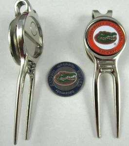 NCAA Golf Divot Reparaturwerkzeug Gürtelclip mit Kugelschreiber Silber Florida Alligatoren - Bild 1 von 1