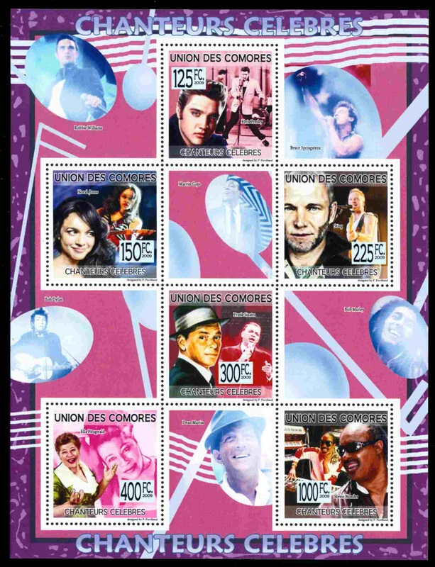COMORO ISLANDS 2250KB - Famous Singers "Souvenir Sheet" (pb90055) - Image 1 of 1