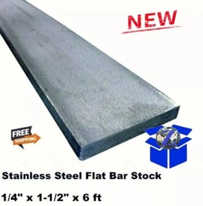 1/4" Thick Stainless Steel Flat Bar Stock 1-1/2" Wide x 6 Feet 304 Mill Finish - Picture 1 of 6