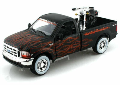 MAISTO HD 1:27 1999 FORD F-350 SUPERDUTY PICKUP+1:24 2002 FXSTB NIGHTRAIN BIKE - Immagine 1 di 4