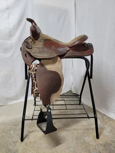 Vintage 15" Tex Tan Round Skirt Western Barrel Racing Saddle SQHB - Picture 1 of 21