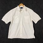 Tommy Hilfiger Mens Large Short Sleeve Button Up Shirt White Pockets