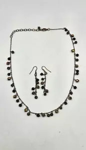 Unbranded Costume Jewellery Set Necklace Earrings Gold Tone Beaded Used F2 - Picture 1 of 8