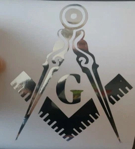 FREIMAURER FREIMAURER KOMPASS AUTO FENSTER SYMBOL LOGE AUFKLEBER STICKER X 1 SILBER 33 - Bild 1 von 10