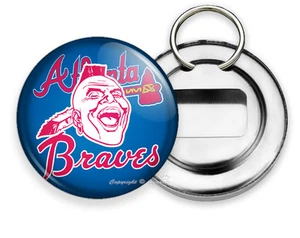 ATLANTA BRAVES BASEBALL TEAM INDIAN TOMAHAWK CHIEF HEAD BOTTLE OPENER KEYCHAIN - Picture 1 of 1